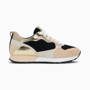 Bérénice black and beige sneakers with running sole