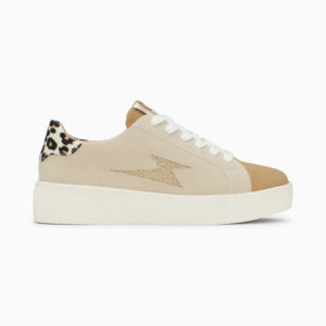 Berthe beige and camel storm sneakers with laces