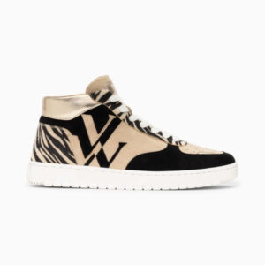 Black and beige high-top Judy monogram sneakers with laces