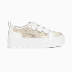 Bridget beige and gold zebra platform sneakers