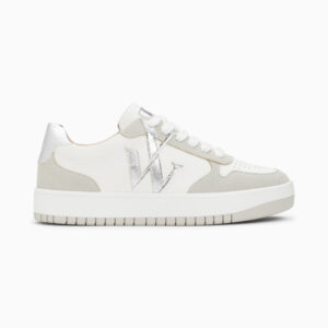 Calie white and grey monogram sneakers