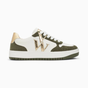 Calie white and khaki monogram sneakers