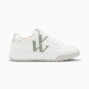 Candice white and green monogram sneakers