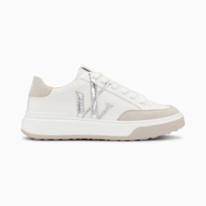 Candice white and grey monogram sneakers