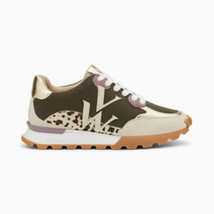Caterina khaki monogram sneakers with running sole
