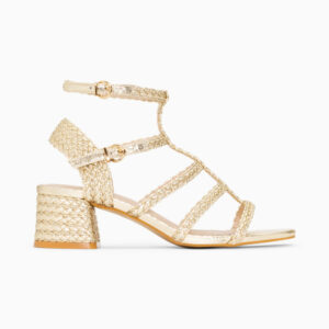 Claudia gold braided sandals with heel