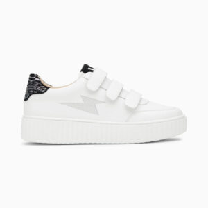 Damia white and black zebra print storm sneakers with velcro