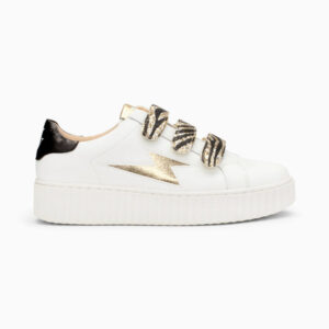 Dorianne black and silver storm sneakers with zebra velcro