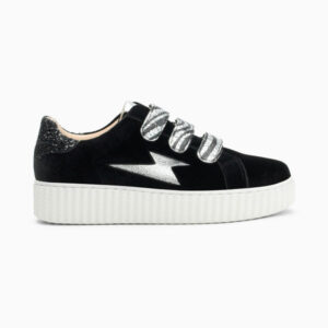 Dorianne white and gold storm sneakers with zebra velcro