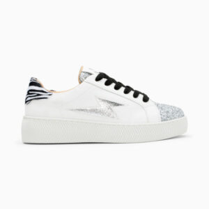 Ellen white and silver lace-up storm sneakers