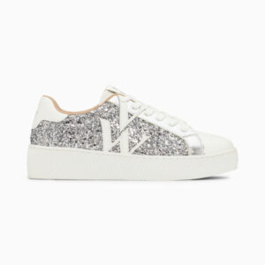 Estelle monogram sneakers with silver glitter