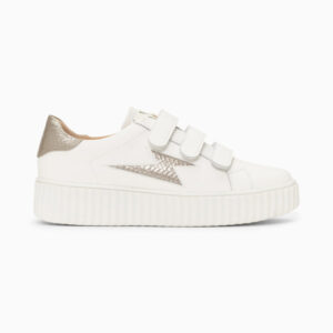Eva white storm sneakers with taupe snakeskin details