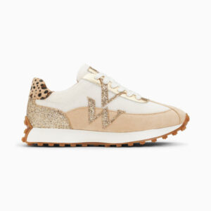 Faustine ivory and beige monogram sneakers with running sole