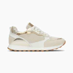 Fiona beige and gold sneakers with running sole