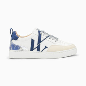 Gabriella white and blue monogram sneakers