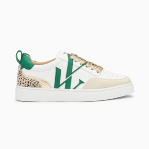 Gabriella white and green monogram sneakers