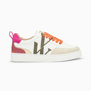 Gabriella white and orange monogram sneakers
