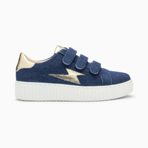 Irène denim and gold storm sneakers with velcro