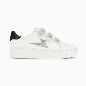 Jane white leather storm sneakers with silver velcro