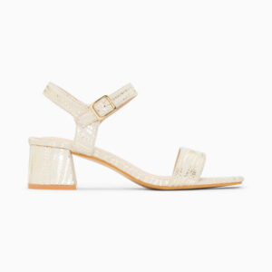 Jenna gold heeled sandals with zebra print