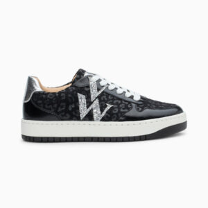 Kasia black leopard lace-up monogram sneakers