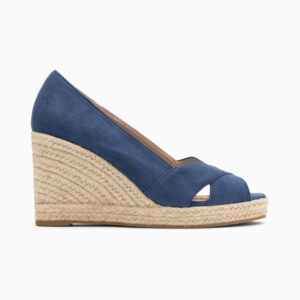 Léonie navy blue peep-toe wedge sandals