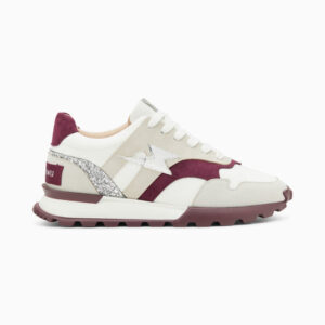 Liéna crimson and silver storm sneakers with running sole