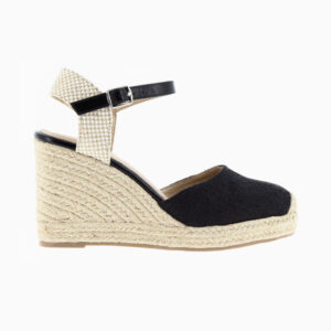 Lilou black woven effect wedge sandals