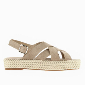 Linda cross-strap taupe platform sandals