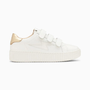 Maria white and gold storm sneakers with velcro