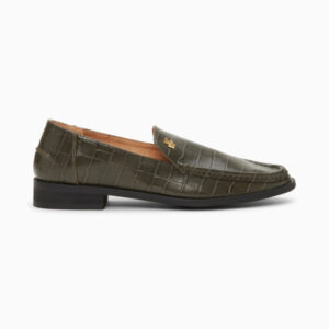 Marianne khaki green faux croc loafers