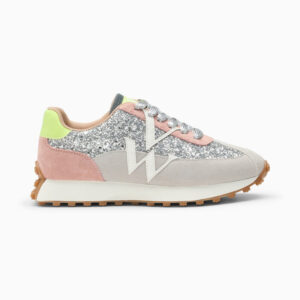 Mona silver and grey monogram sneakers with running sole