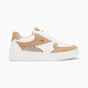 Nassita beige and rose gold lace-up sneakers