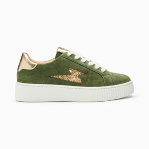 Noëlie khaki and gold lace-up storm sneakers