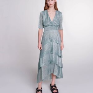 Robe à volants en lurex stretch