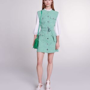 Robe bimatière en tweed