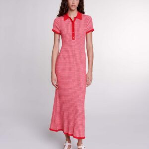 Robe longue en maille chevrons