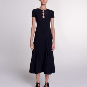 Robe longue en maille côtelée