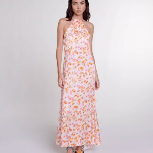 Robe longue fleurie et satinée