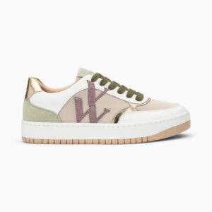 Rosie beige and green monogram sneakers