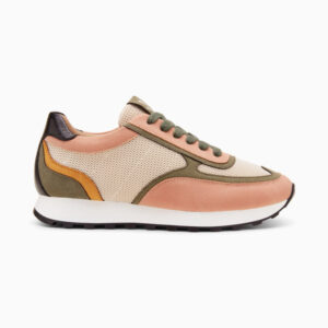 Selah pink and khaki green sneakers with track sole