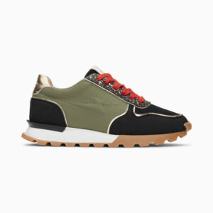 Silvanna khaki and black storm sneakers with running sole