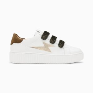 Thaïs white and gold storm sneakers with velcro