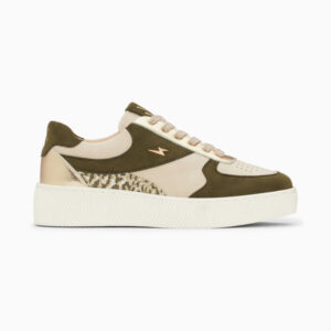 Théonie beige and khaki sneakers with laces