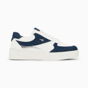 Théonie white and denim sneakers with laces