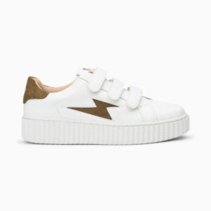 Vicky white and khaki storm sneakers with velcro