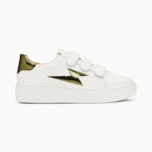 Willow white and khaki storm sneakers with mirror effect and velcro