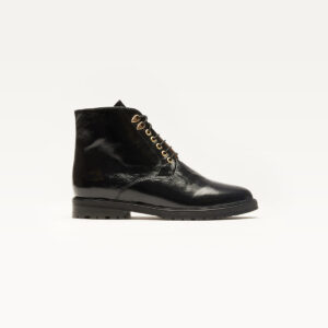 Ankle boots Laurène laces boots - Black naplak leather