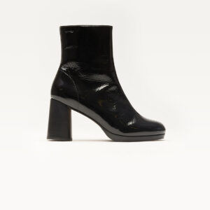 Ankle boots Serena - Black patent pleated leather