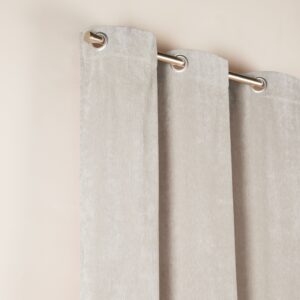 Bazyl sand beige silver eyelet curtain